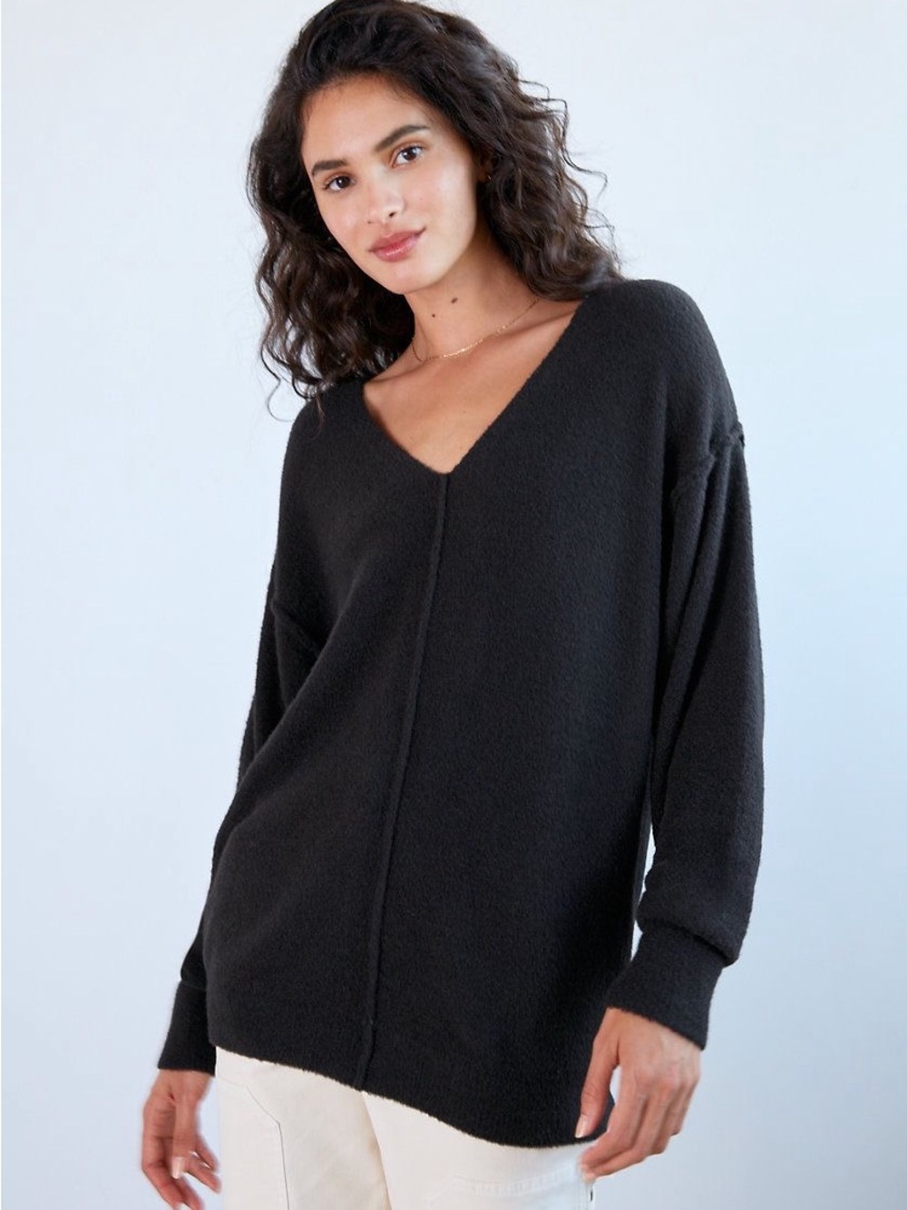Wilfred Free | Hush Knit V-Neck Sweater Black Size Small Aritzia Cozy Oversized